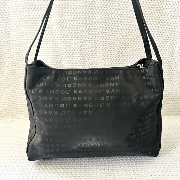 Kangol Australia Black PVC Brand Spell Out Vintage Medium Shoulder Bag Y2K Shine - Picture 6 of 15